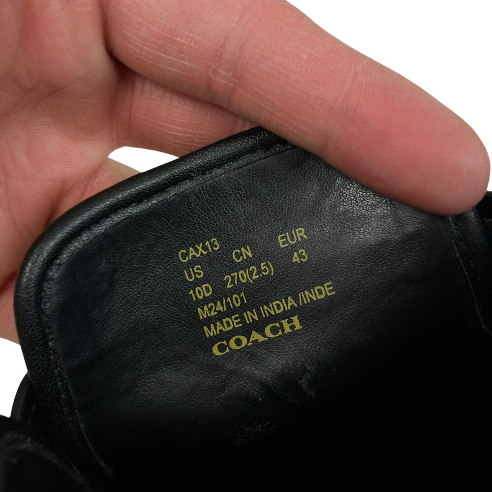 Coach Mens Black Leather Buckle Mule Clog Sketch Embroidered Print 10 43 - Picture 7 of 7